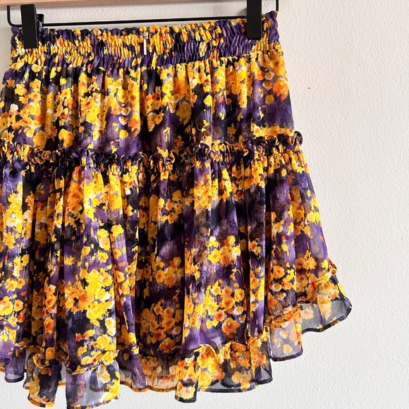 MISA Los Angeles Floral Mini Skirt | Yellow & Purple | Size Small - Picture 10 of 15
